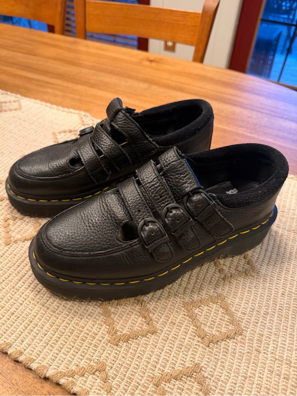 Dr Martens Freya Mary Jane Black Leather Triple Buckle US 8